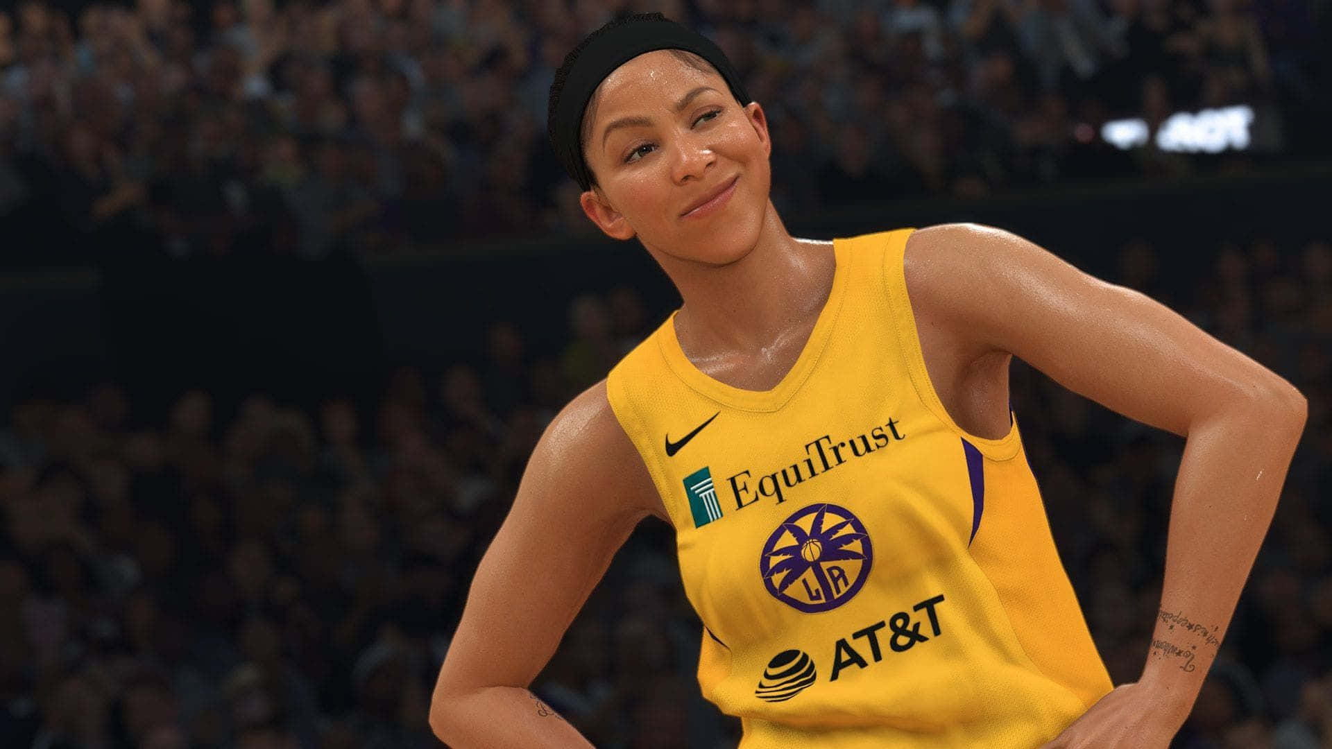 A Woman In A Yellow Jersey Is Posing For A Photo Background