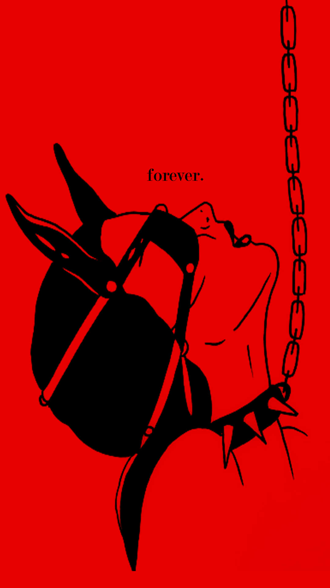 A Woman Is Chained To A Red Background
