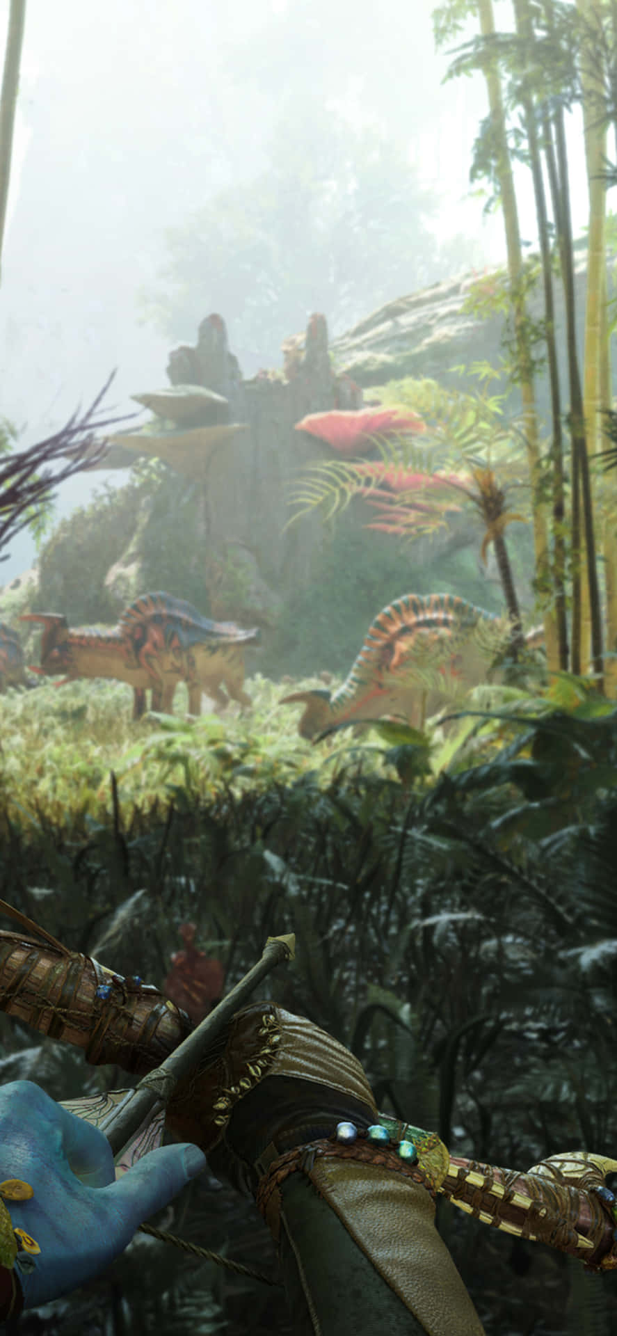 A Woman Is Holding A Sword In A Jungle Background