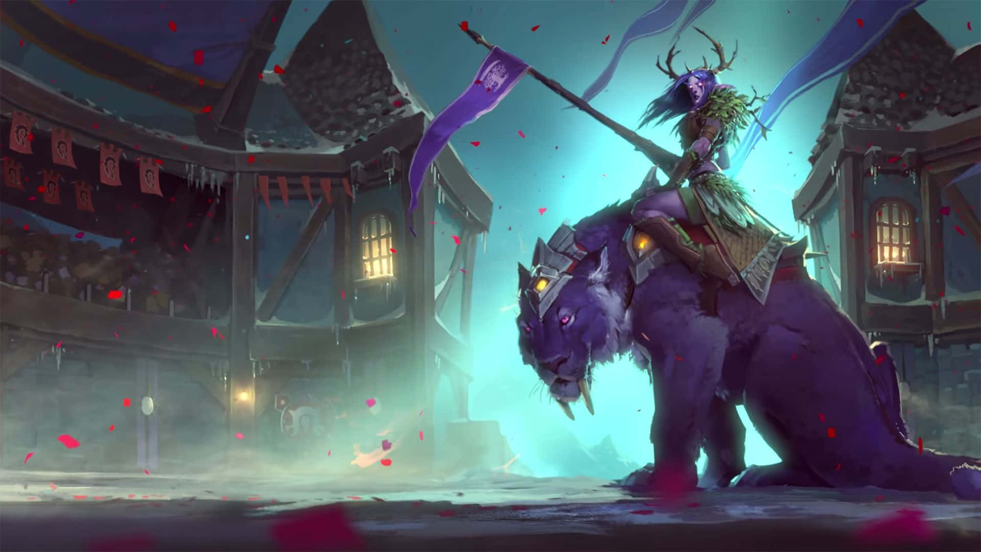 A Woman Is Riding A Horse With A Sword Background