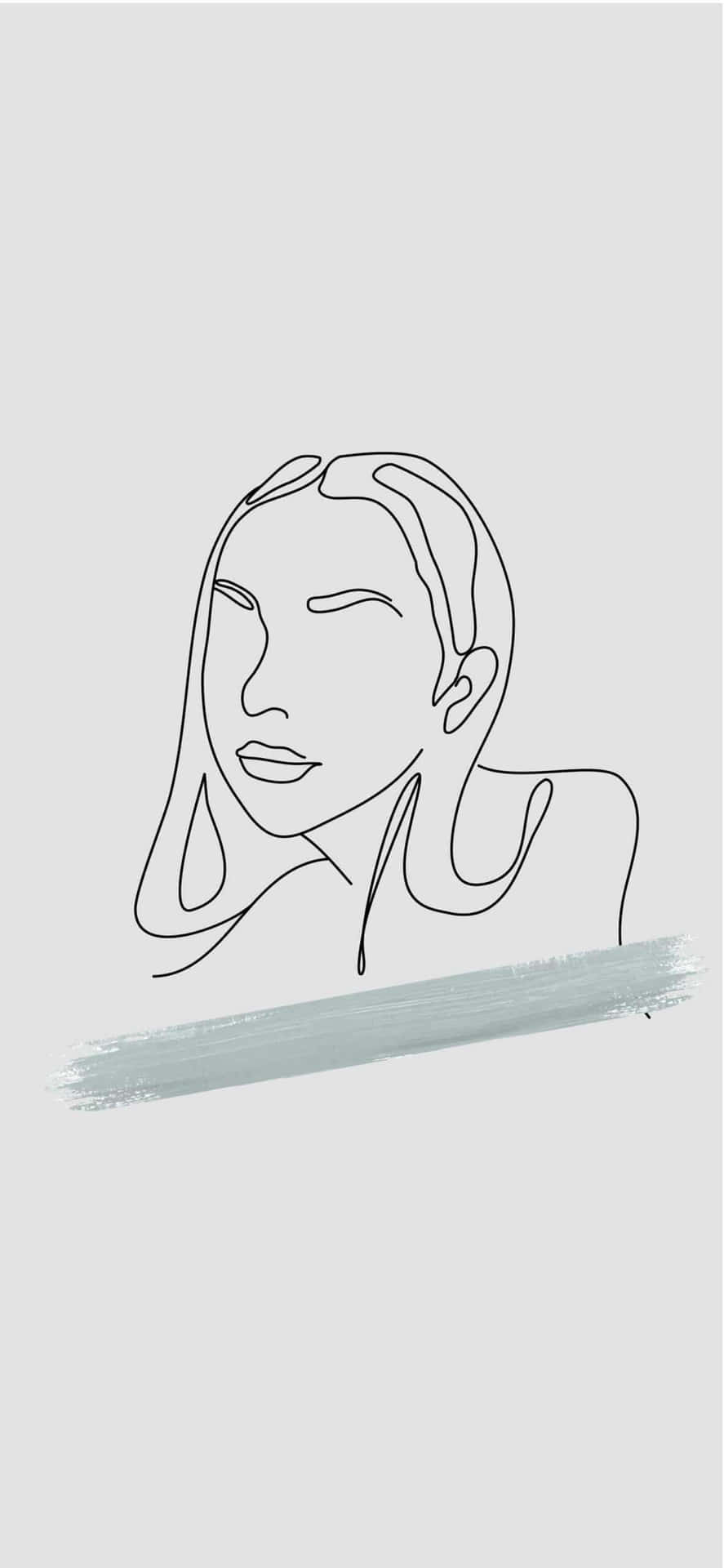 A Woman's Face With A Line Drawing Background