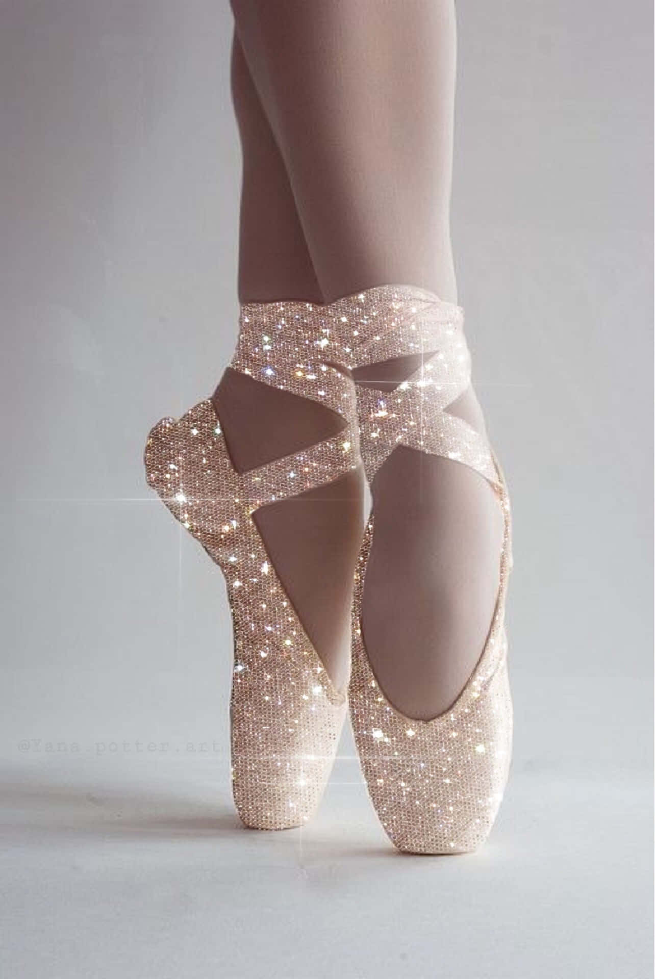 A Woman's Feet In A Pair Of Glitter Ballet Shoes Background