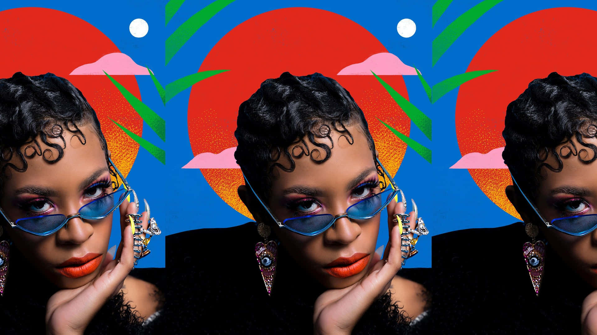 A Woman Wearing Sunglasses And A Hat Background