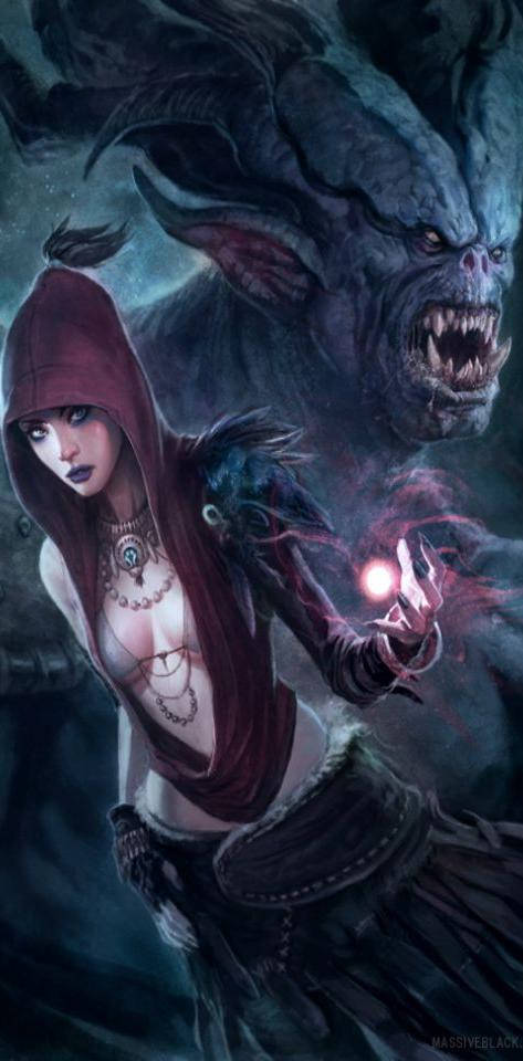 A Woman With A Demon In Her Arms Background