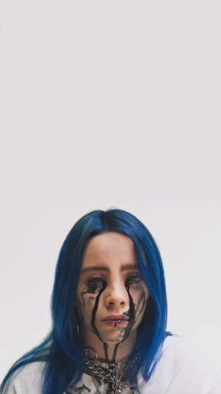 A Woman With Blue Hair And A Face Painted On