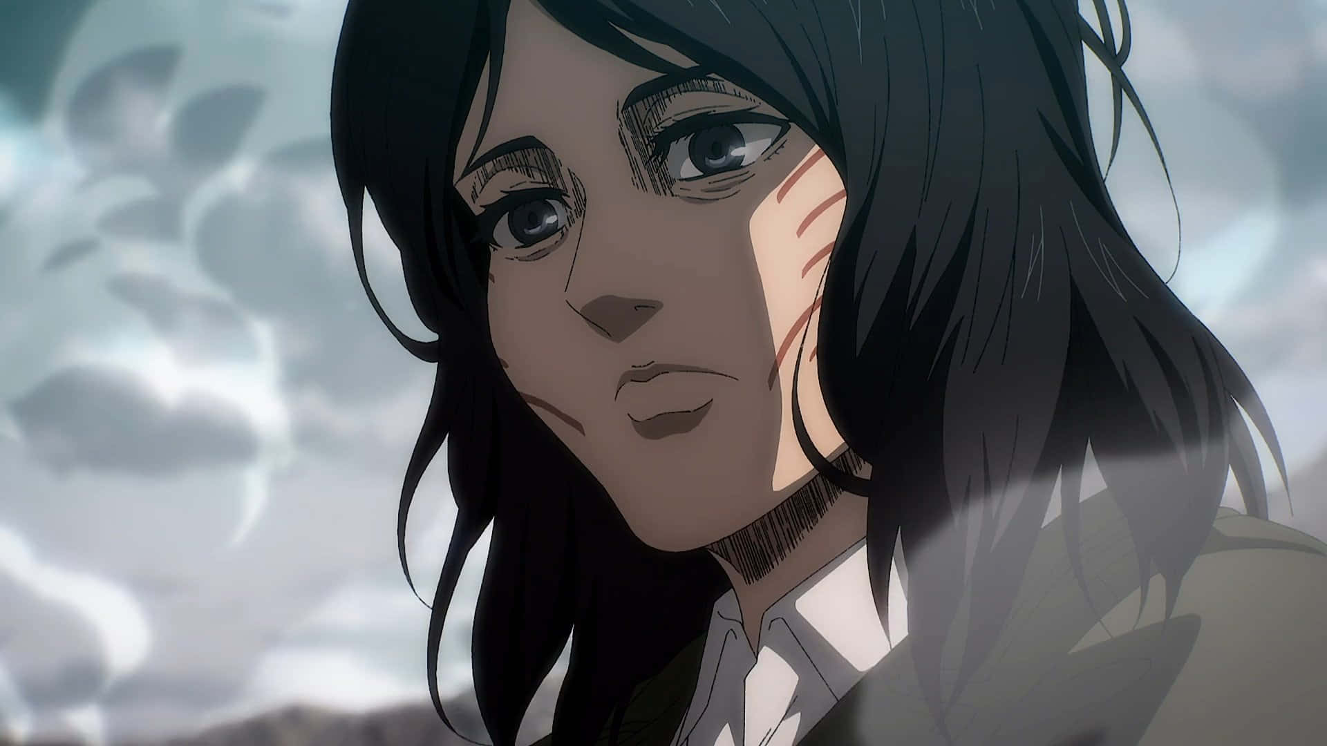 A Woman With Long Hair Is Looking At The Sky Background