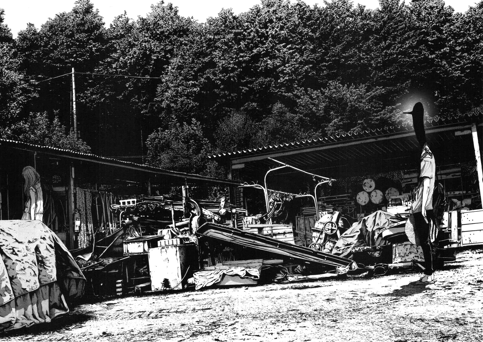 A Wooden Shed With A Tarp Background