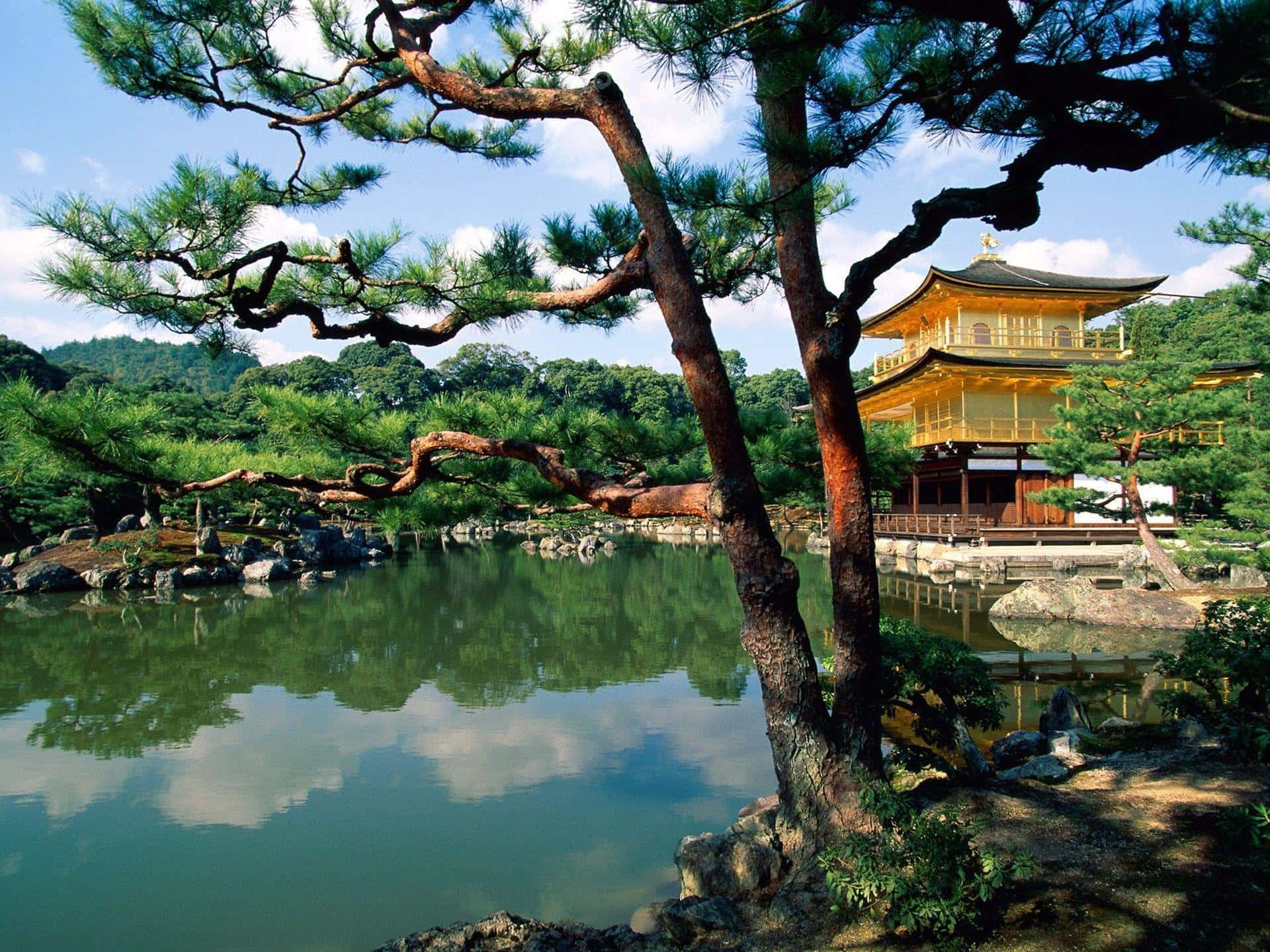 A Work Area Inspired By Traditional Japanese Aesthetics Background
