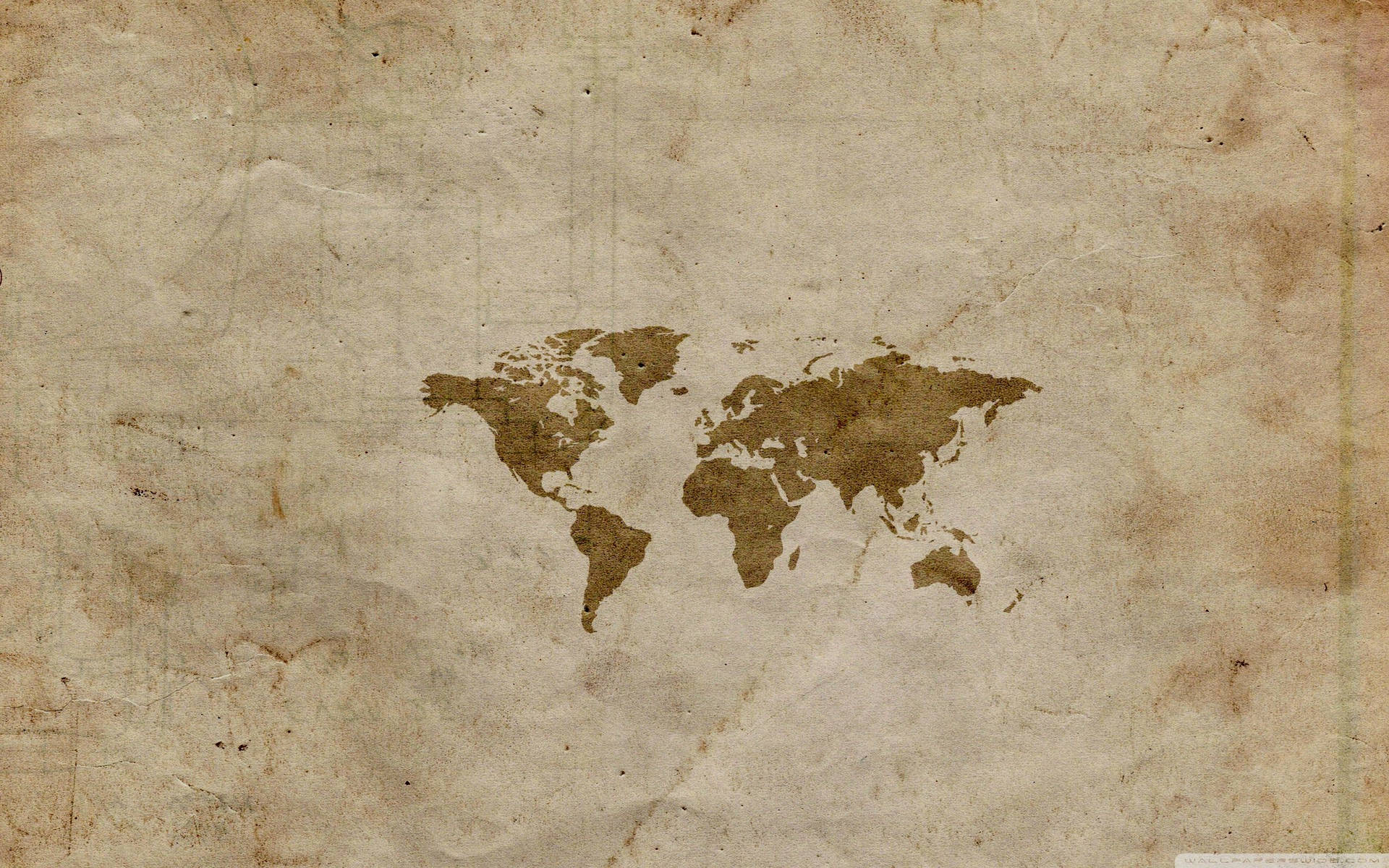 A World Map On A Brown Paper Background Background