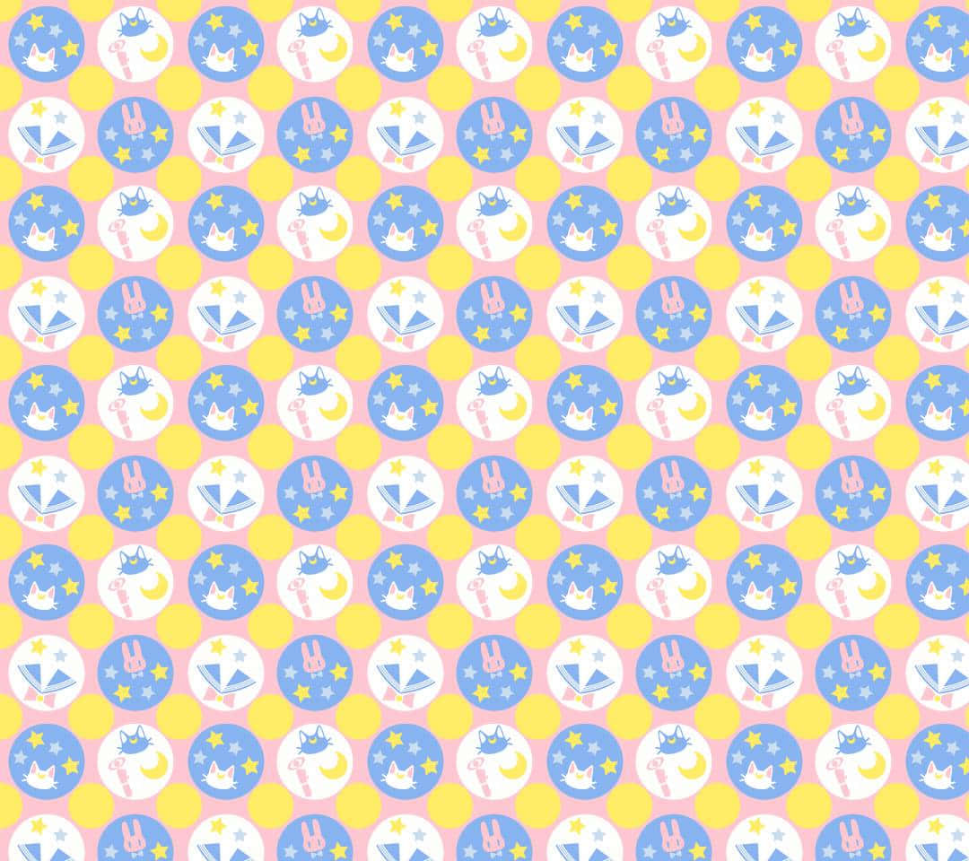 A Yellow And Blue Pattern With Flowers And Butterflies