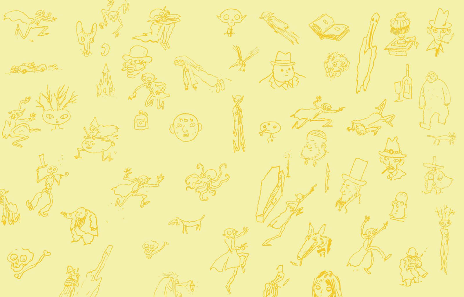 A Yellow Background With A Lot Of Different Things On It Background
