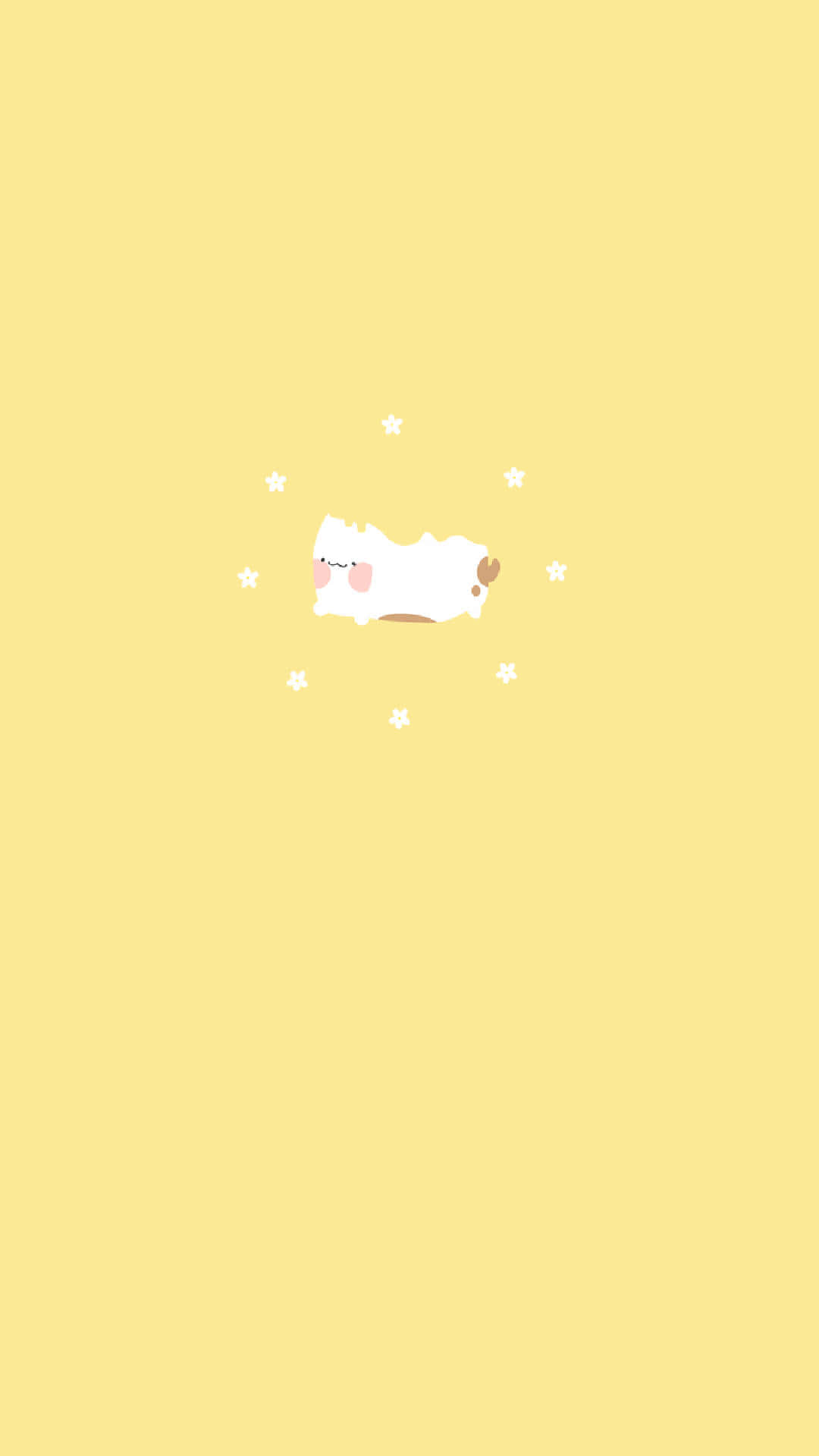 A Yellow Background With A White Cat On It Background