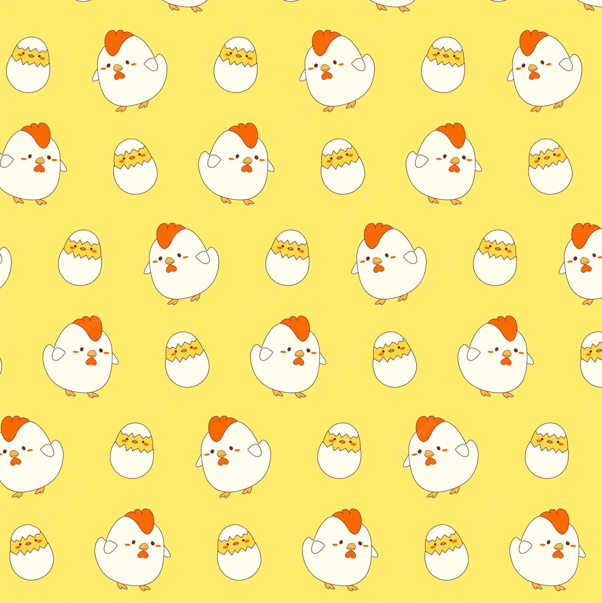 A Yellow Background With Chickens And Eggs Background
