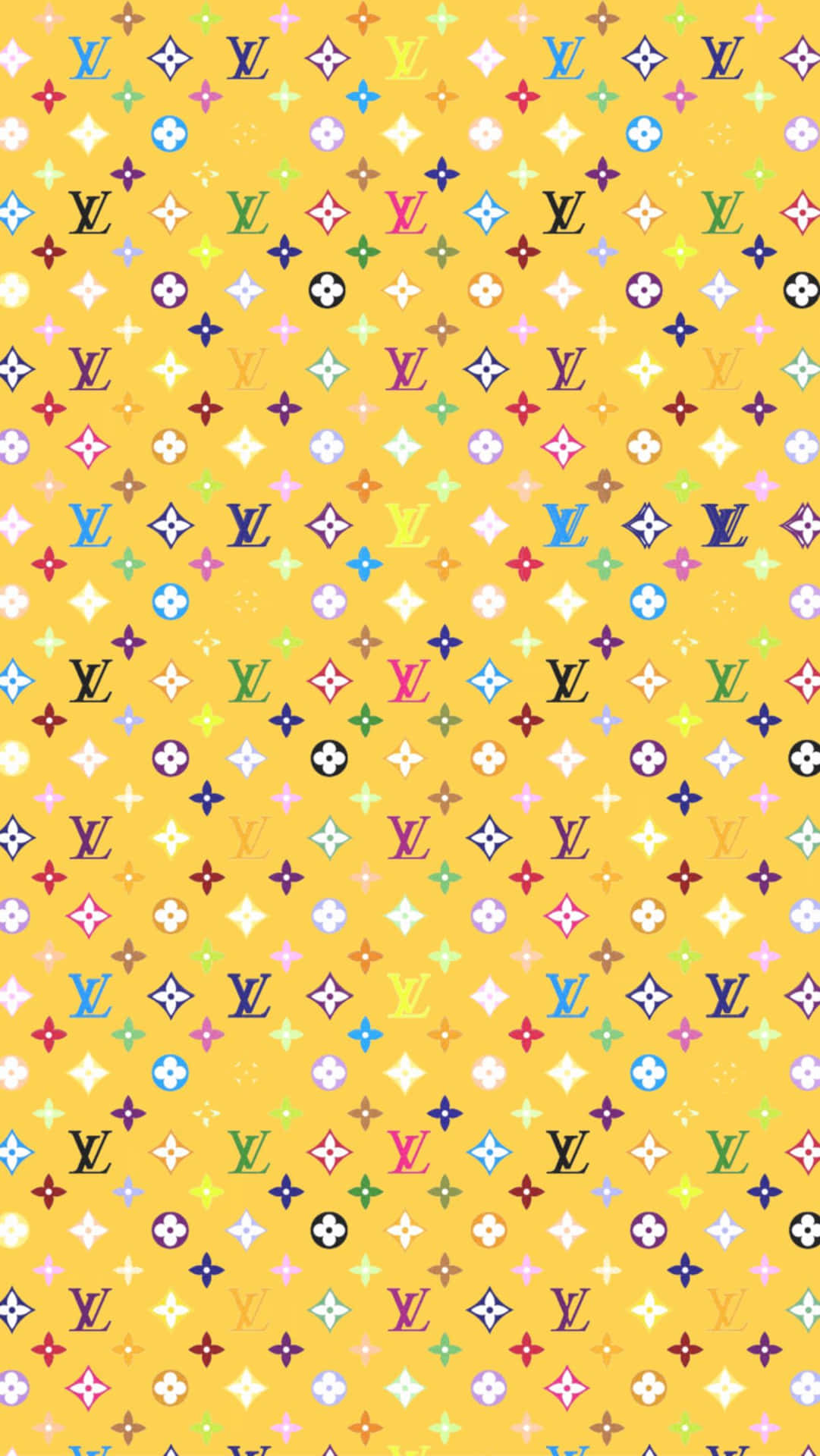 A Yellow Background With Colorful Diamonds