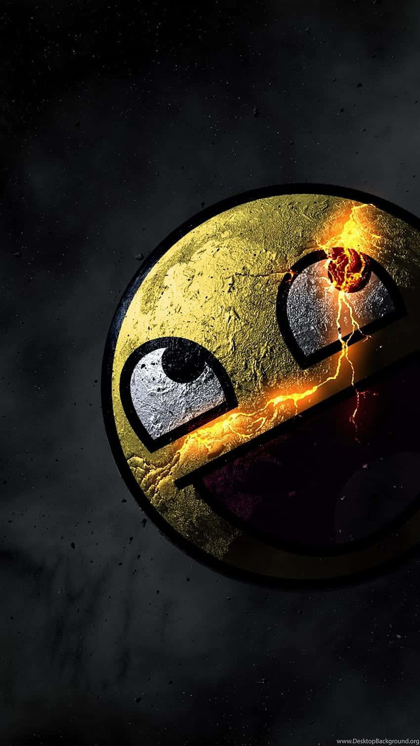 A Yellow Emoticion With A Flame In The Background Background