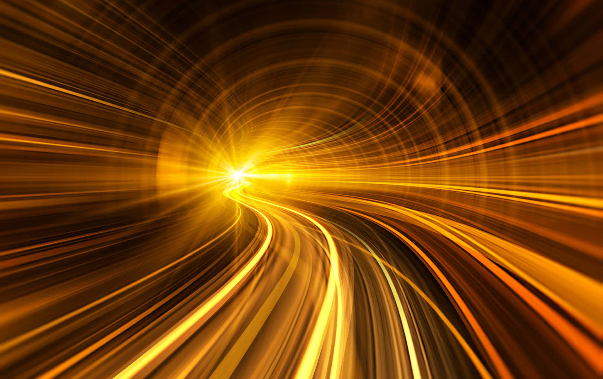 A Yellow Light Tunnel With A Yellow Light Background
