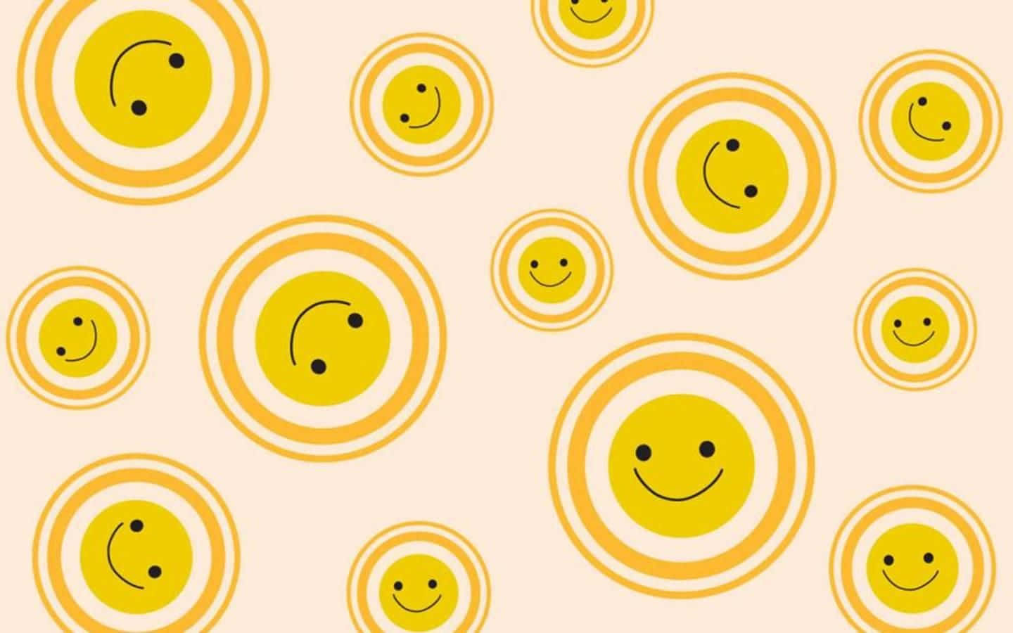 A Yellow Smiley Face Pattern With Circles Background