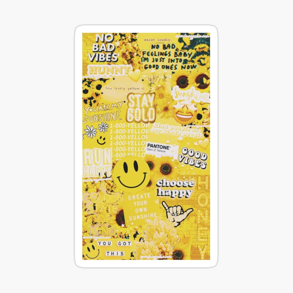 A Yellow Sticker With A Smiley Face Sticker Background