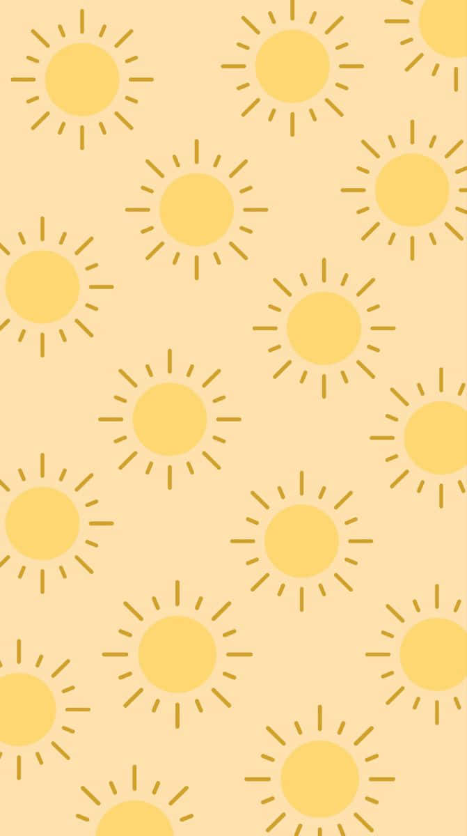 A Yellow Sun Pattern With Suns On It Background