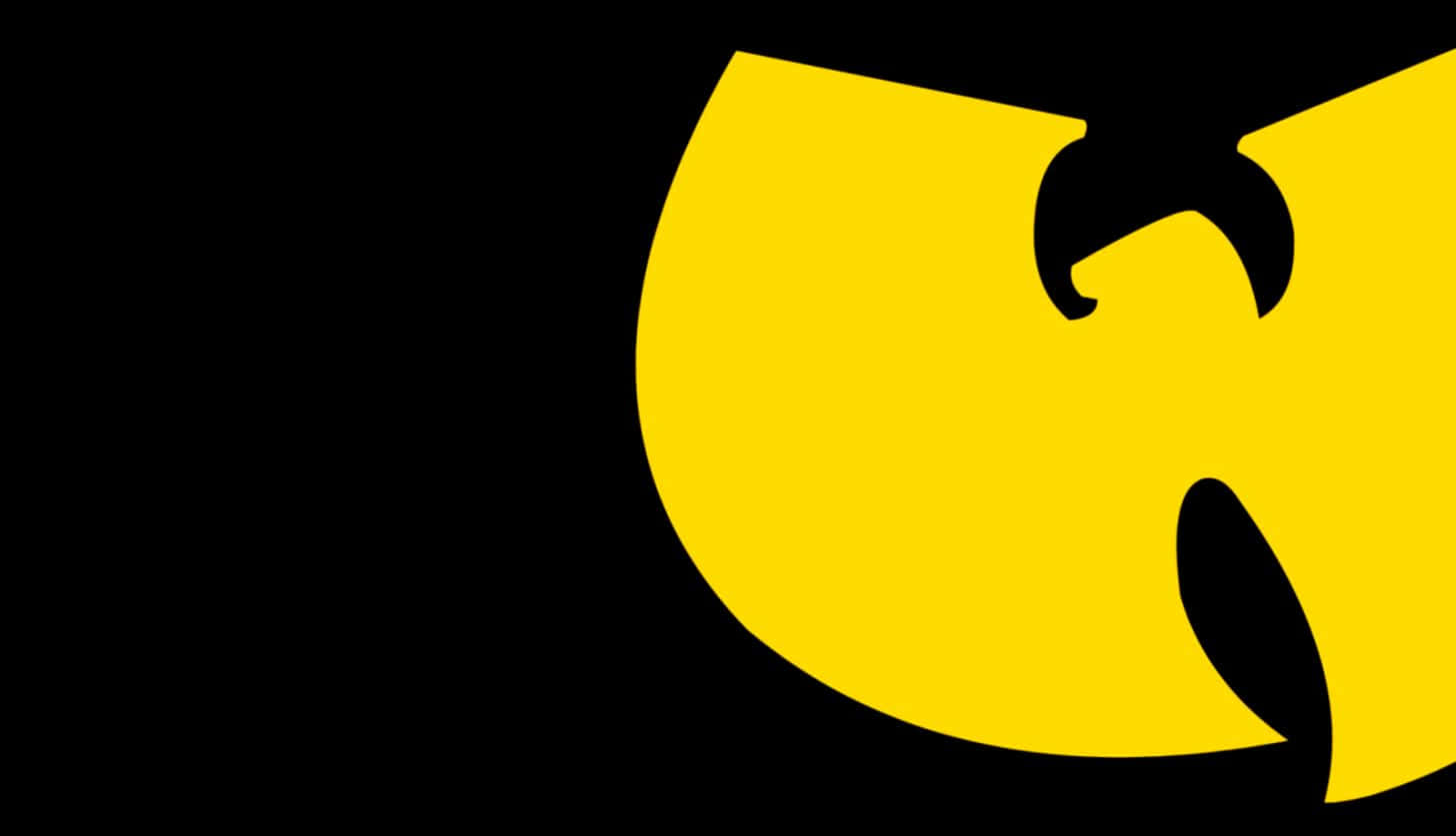 A Yellow Wu Tang Logo On A Black Background Background