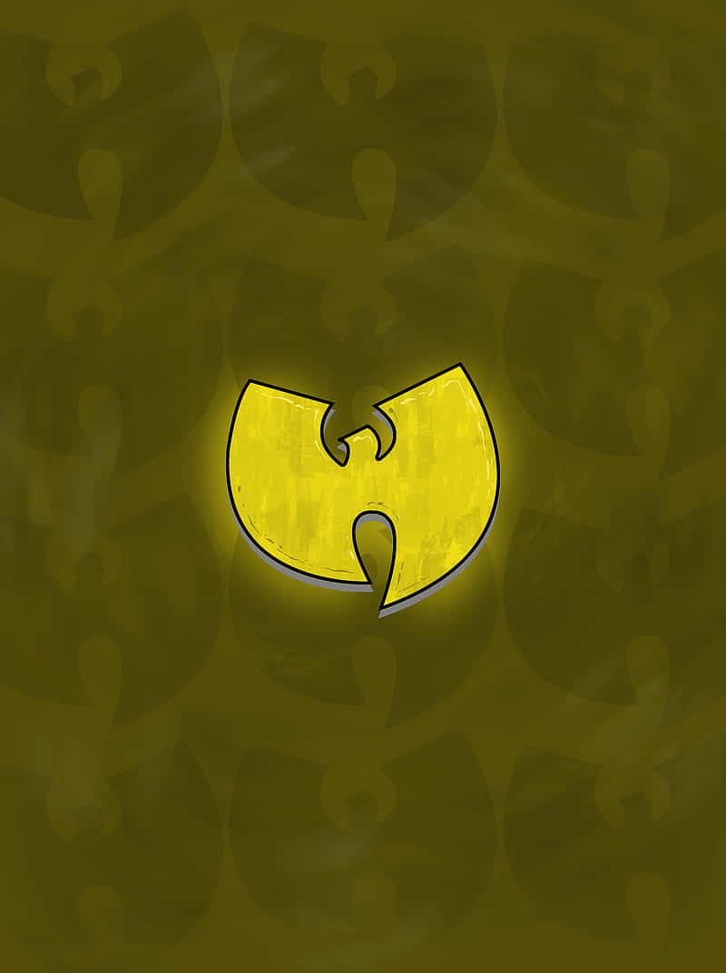 A Yellow Wu Tang Symbol On A Green Background Background