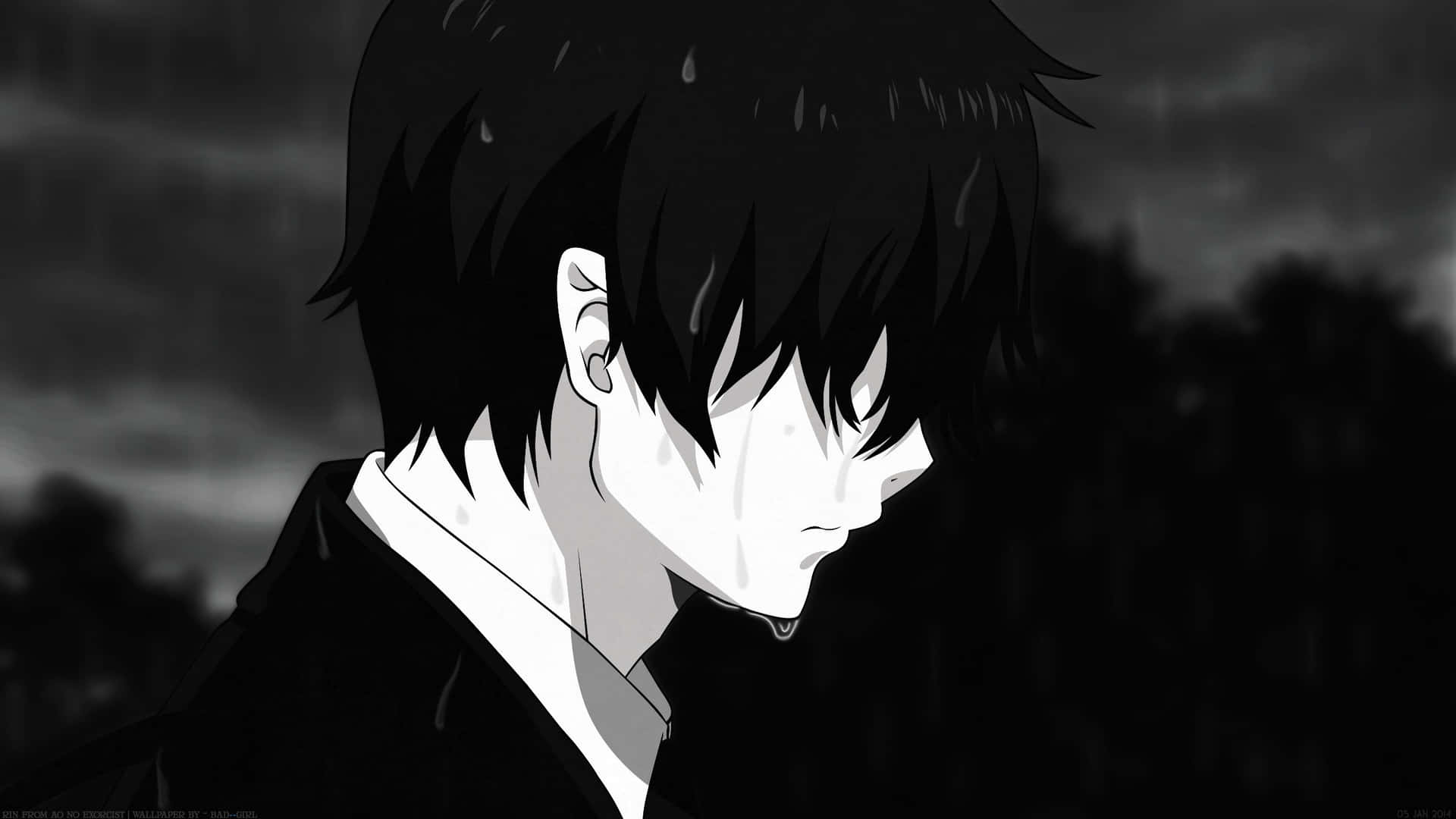 A Young Anime Character Lost In Thought And Sorrow. Background