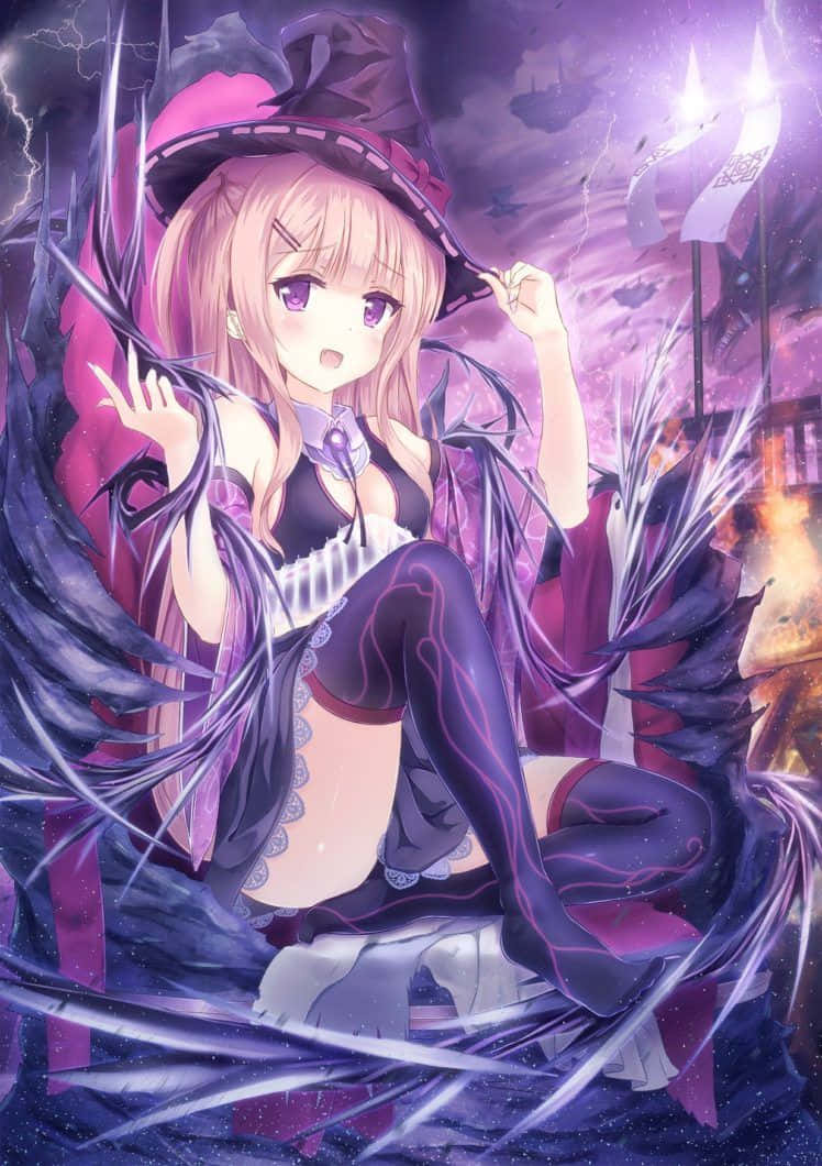 A Young Anime Character Wearing A Colorful Purple Garment Background