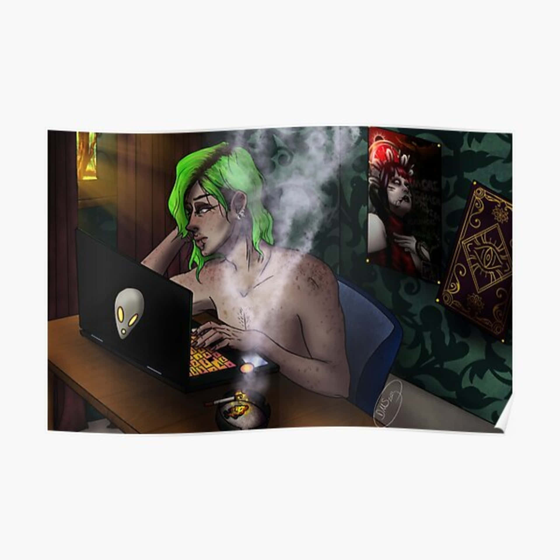 A Young Anime Fan Enjoys Streaming Shows On Their Computer. Background