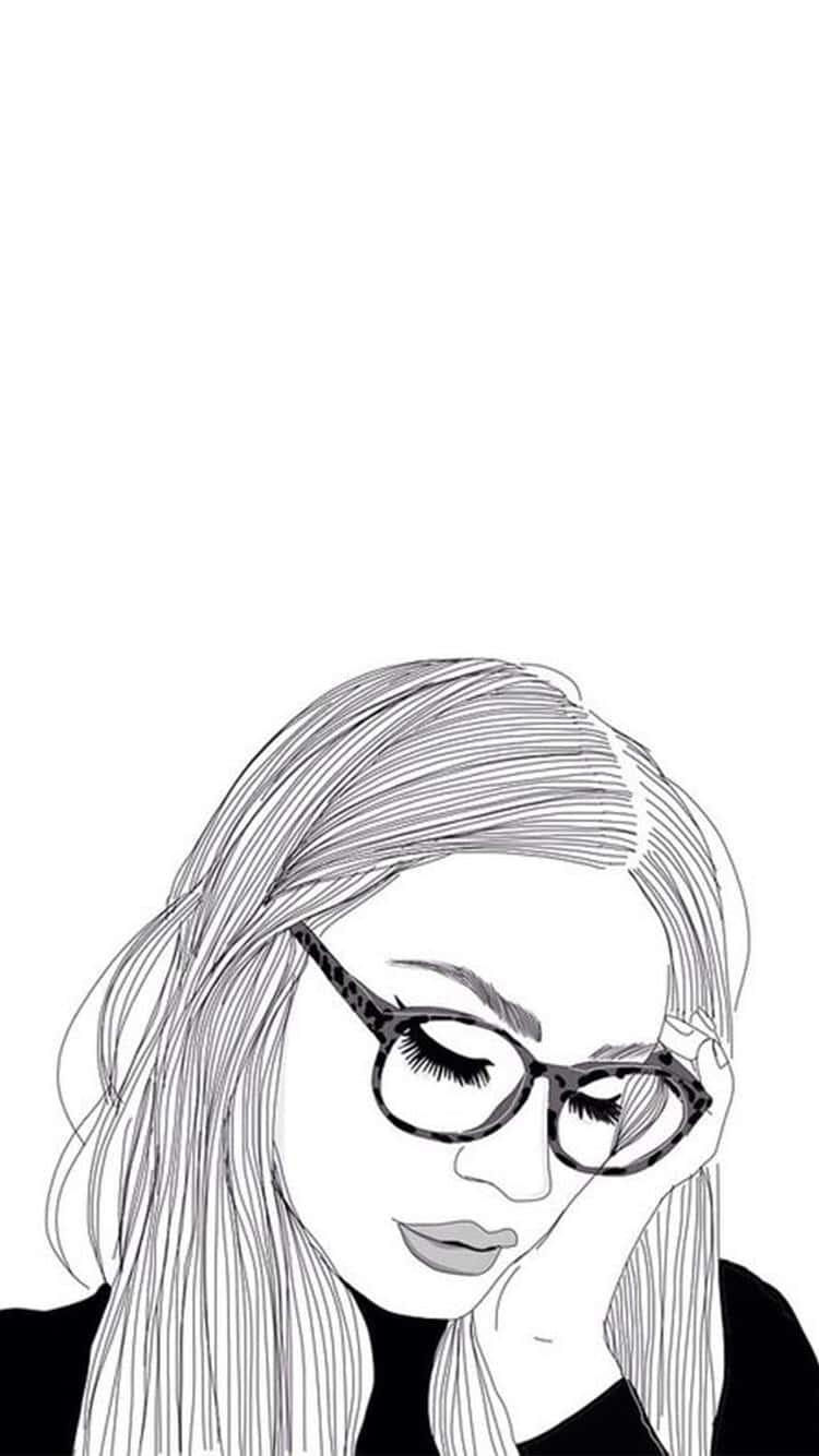 A Young Girl Drawing A Master Piece On A Tumblr Page. Background