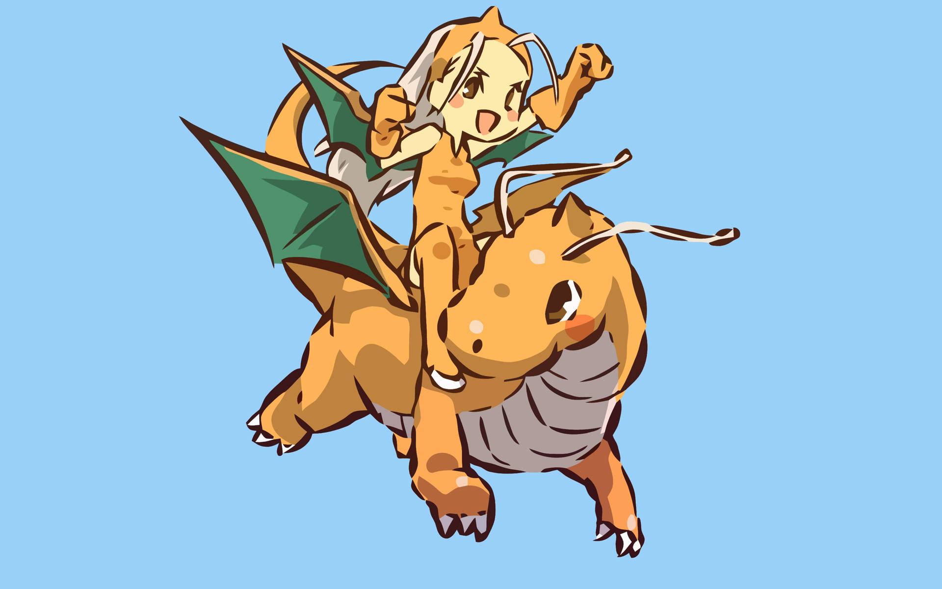 A Young Girl Embarks On An Exciting Journey With Her Loyal Dragonite Background