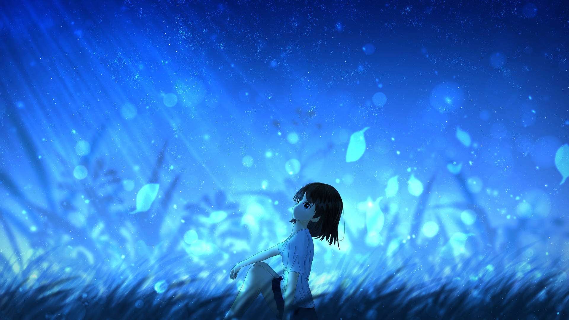 A Young Girl Stands In An Open City Field Background