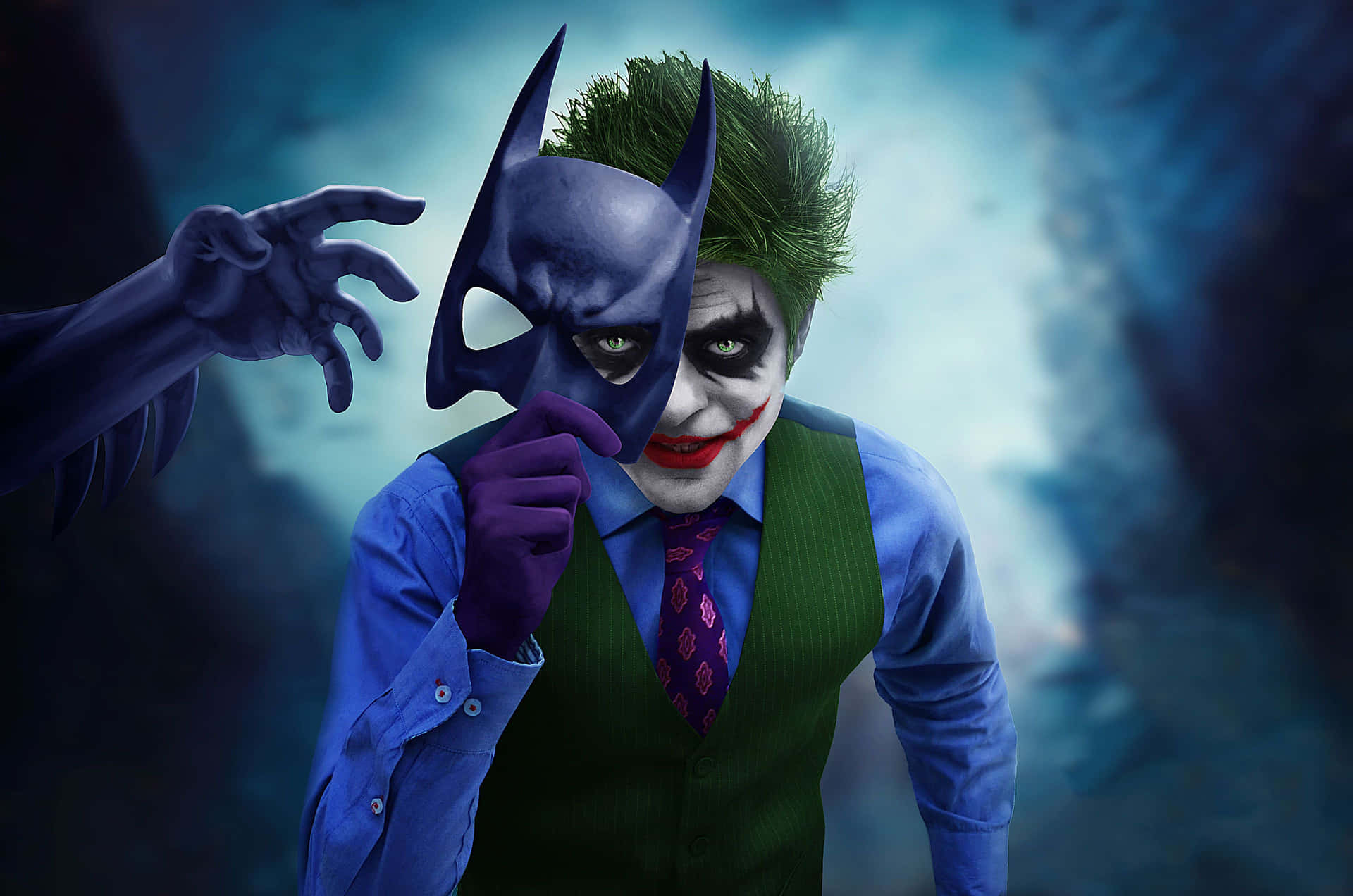 A Young Half Batman Half Joker Poster Background