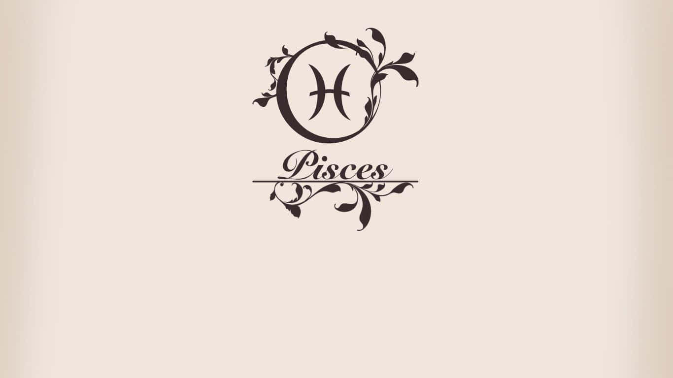 A Zodiac Sign Logo With A Flower And Leaves Background