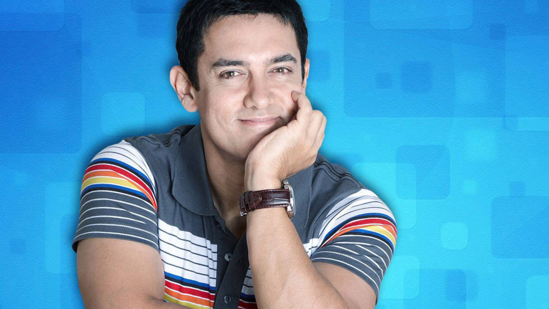 Aamir Khan Colorful Dark Grey Shirt Background