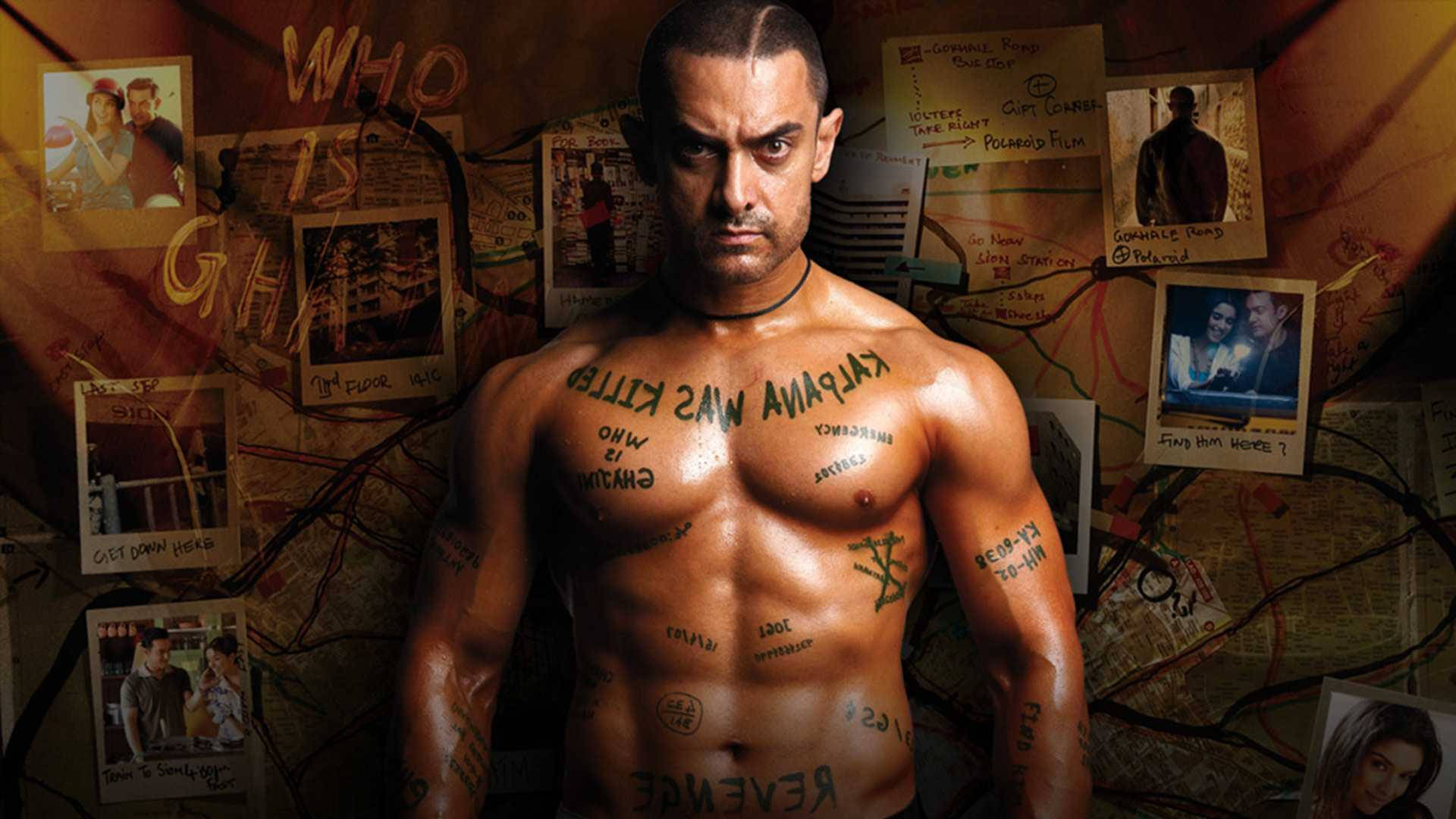 Aamir Khan Ghajini Movie Poster Background