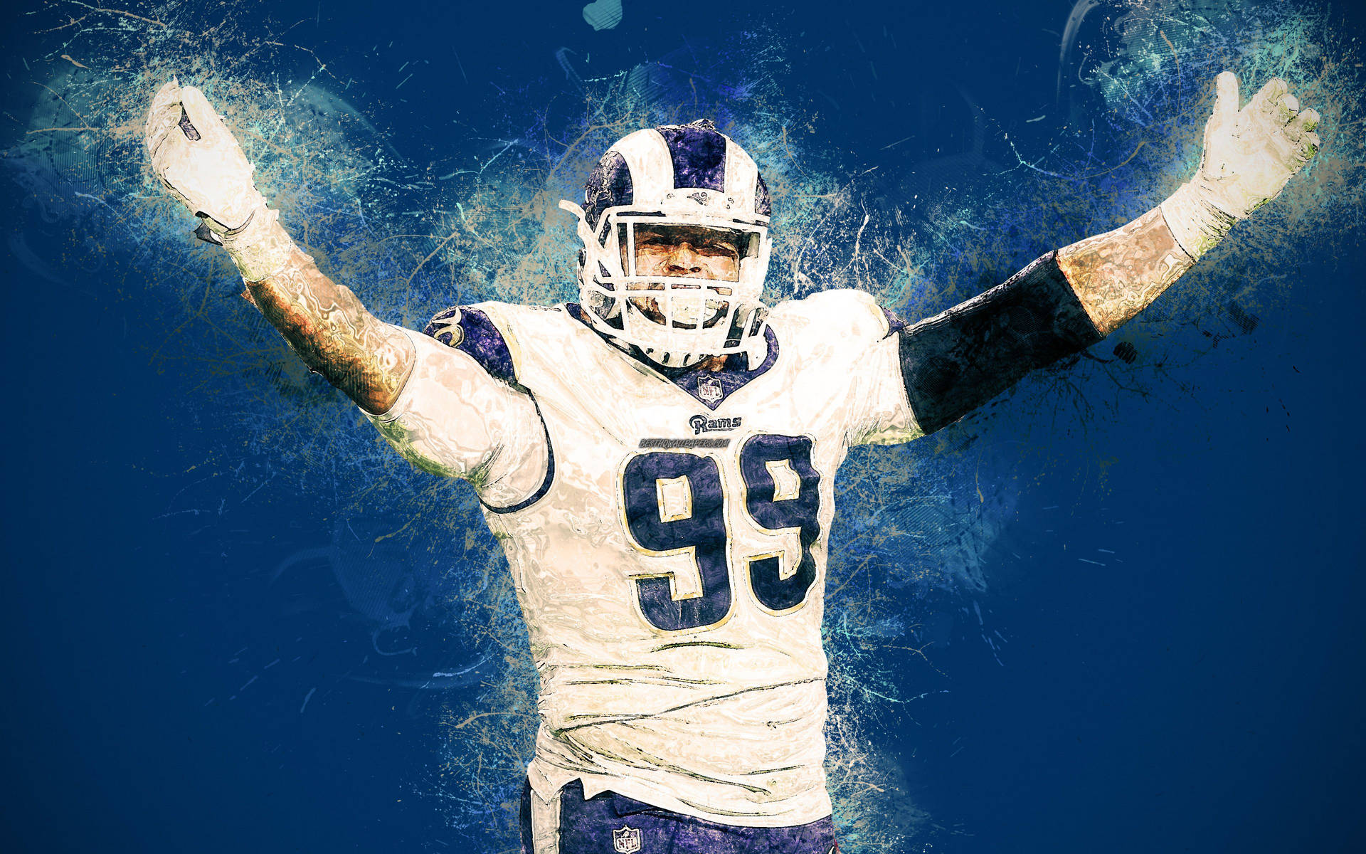 Aaron Donald White Jersey Hd Digital Painting Background