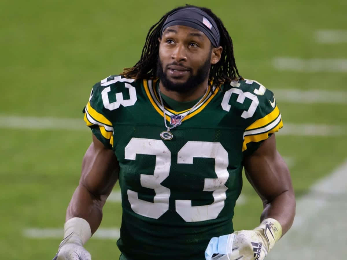 Aaron Jones Of The Green Bay Packers On The Move