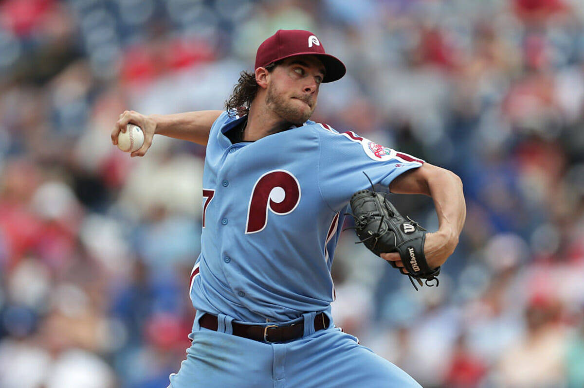 Aaron Nola Blue Phillies Jersey Background