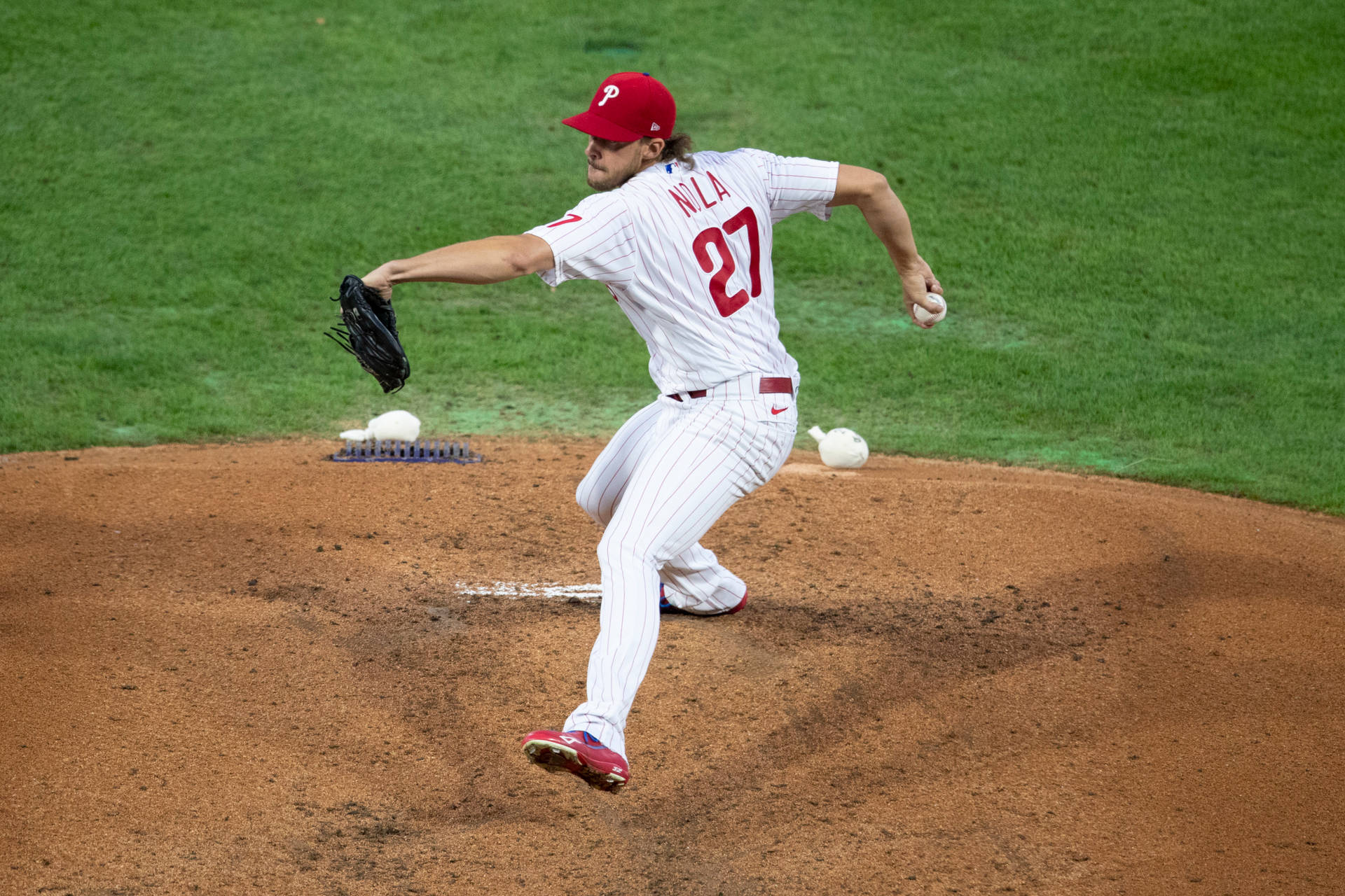 Aaron Nola Preparing A Fast Ball Pitch Background