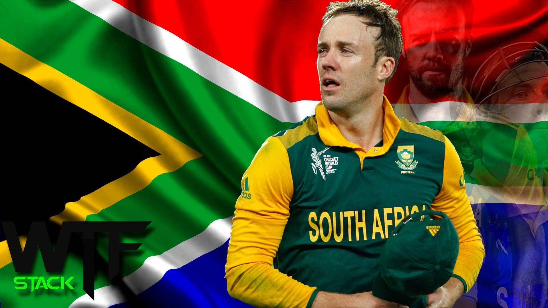 Ab De Villiers Against South African Flag Background