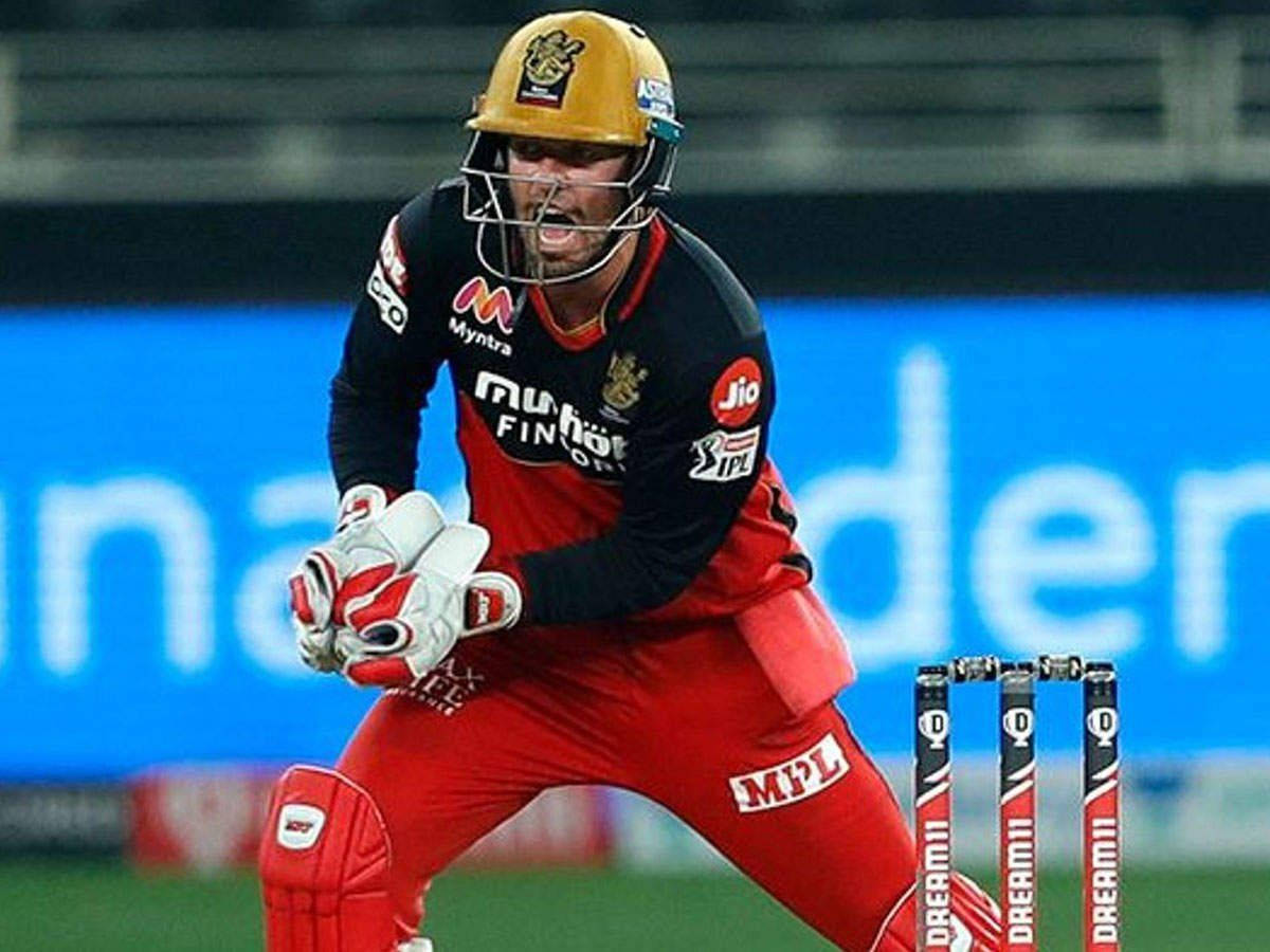 Ab De Villiers In Rcb Gear During An Ipl T20 Match Background