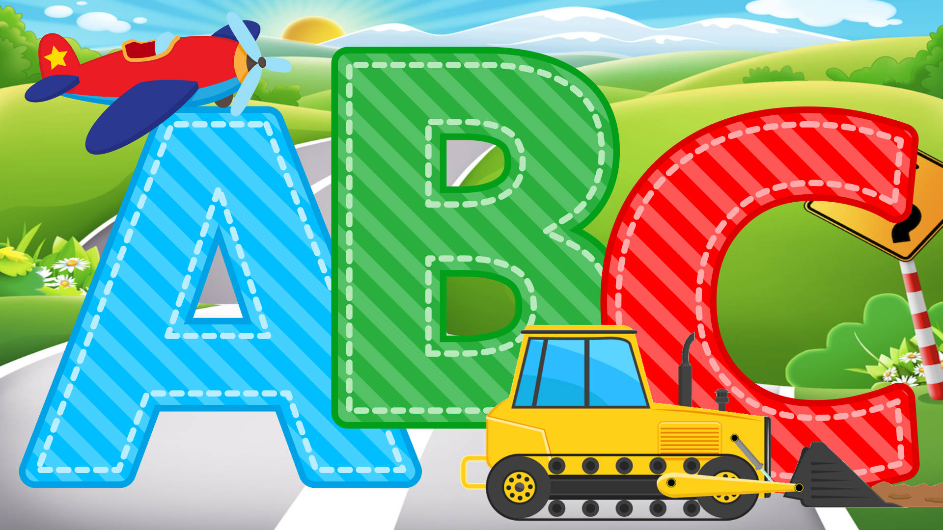 Abc Letters With Plane And Backhoe