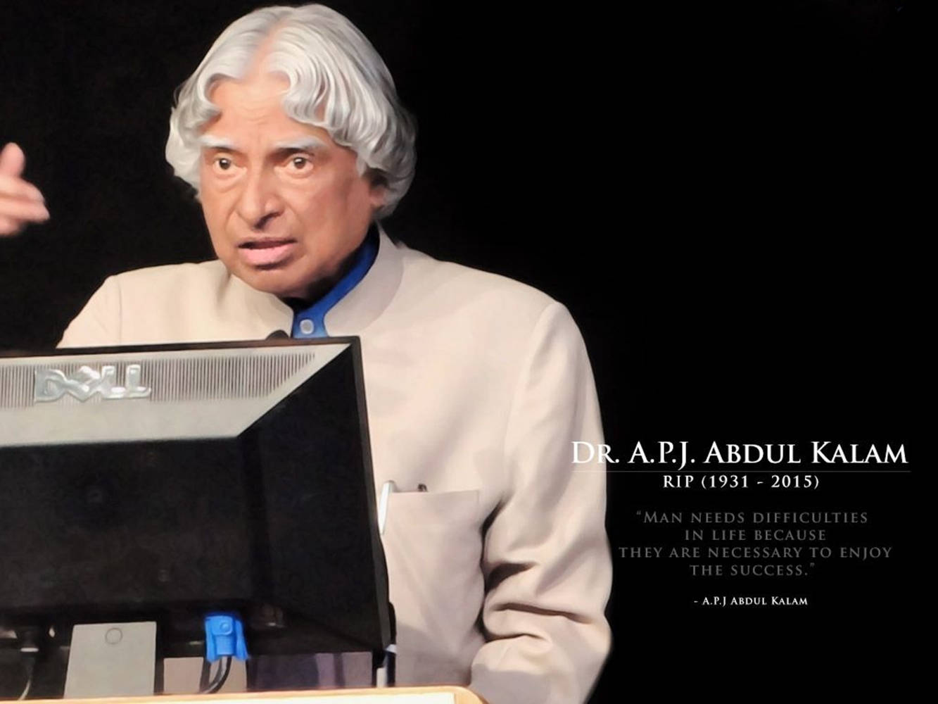Abdul Kalam Hd Difficulties And Success Quote Background