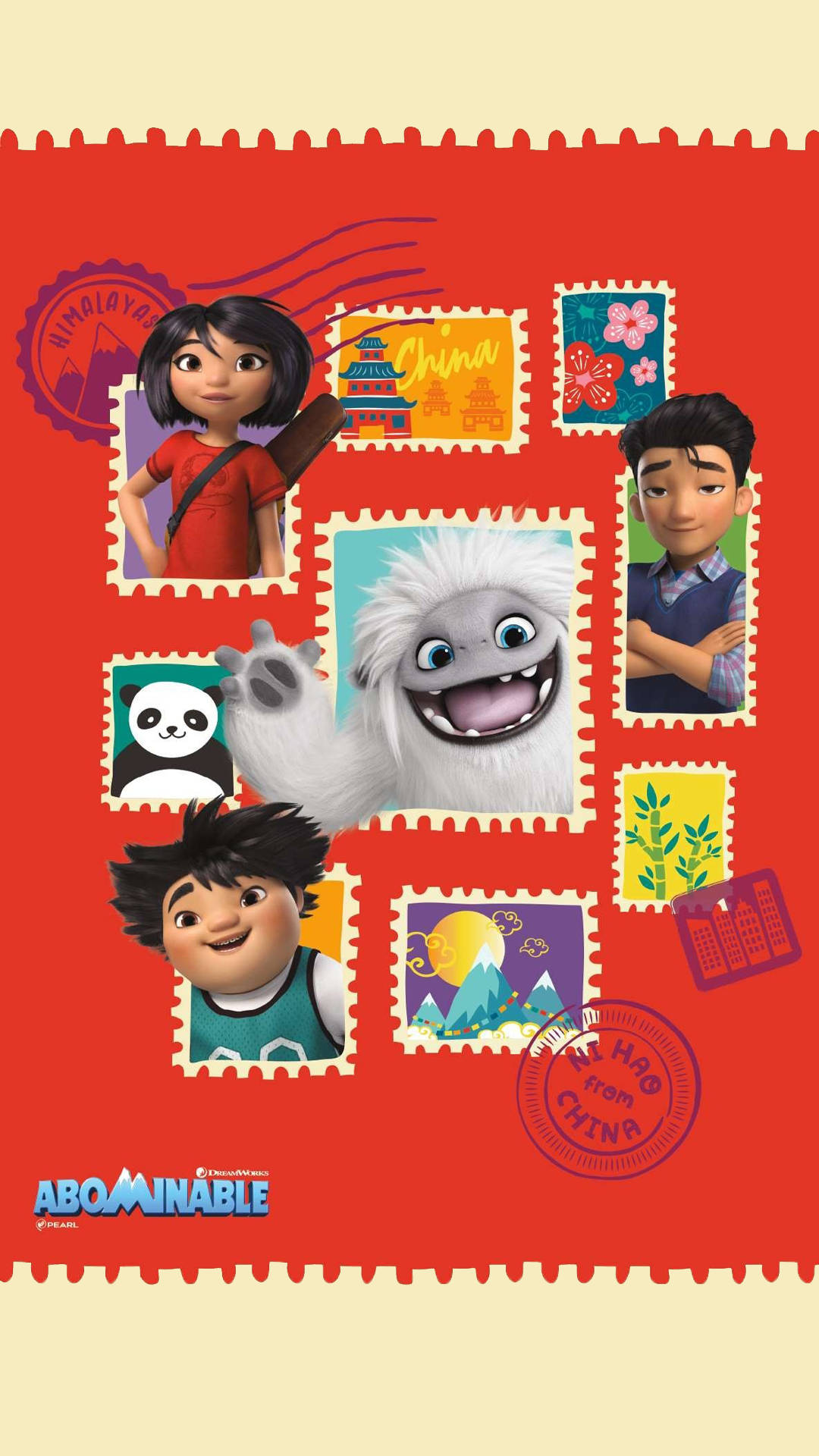 Abominable Postcard And Stamps Background