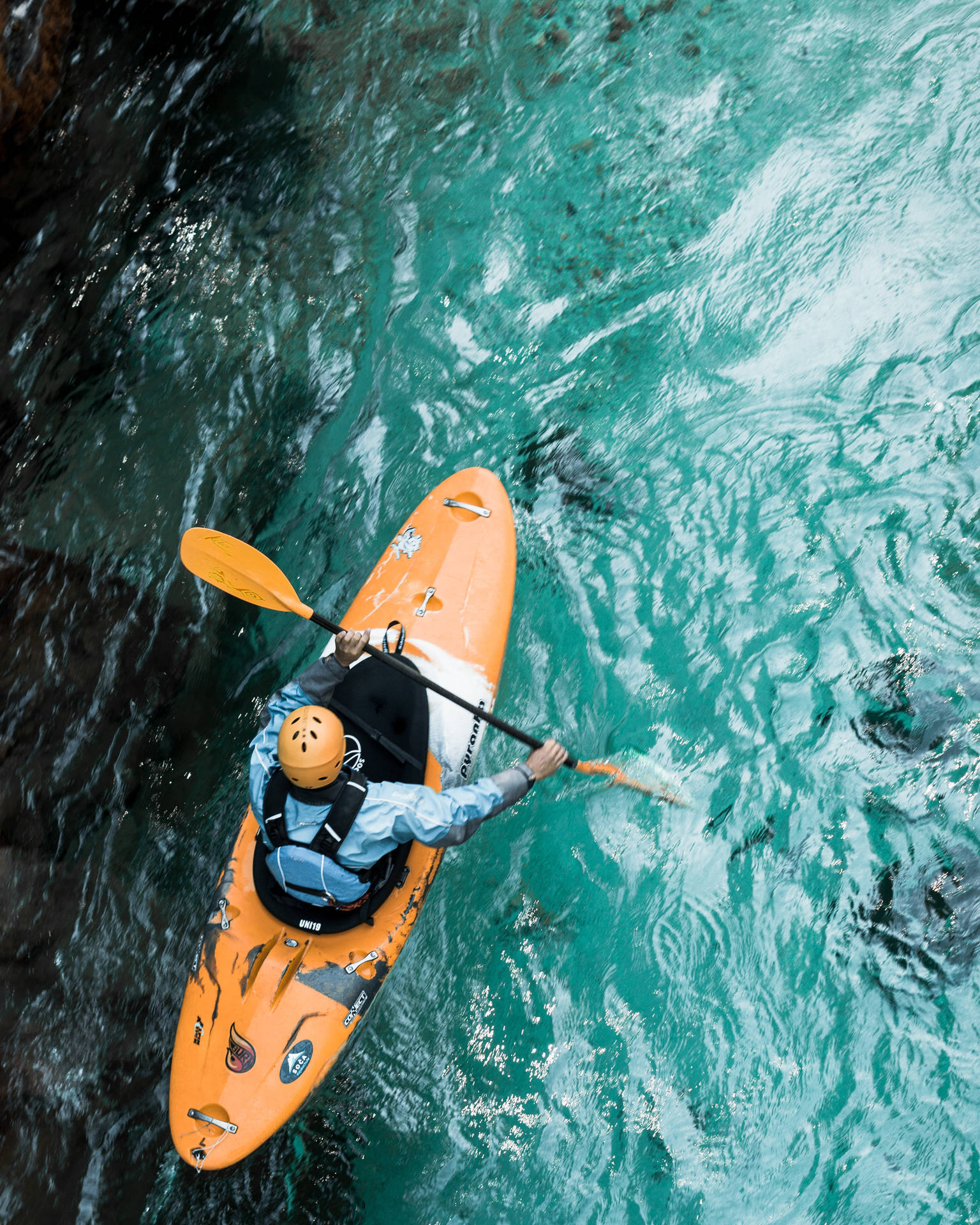 Above View Of A Person Kayaking