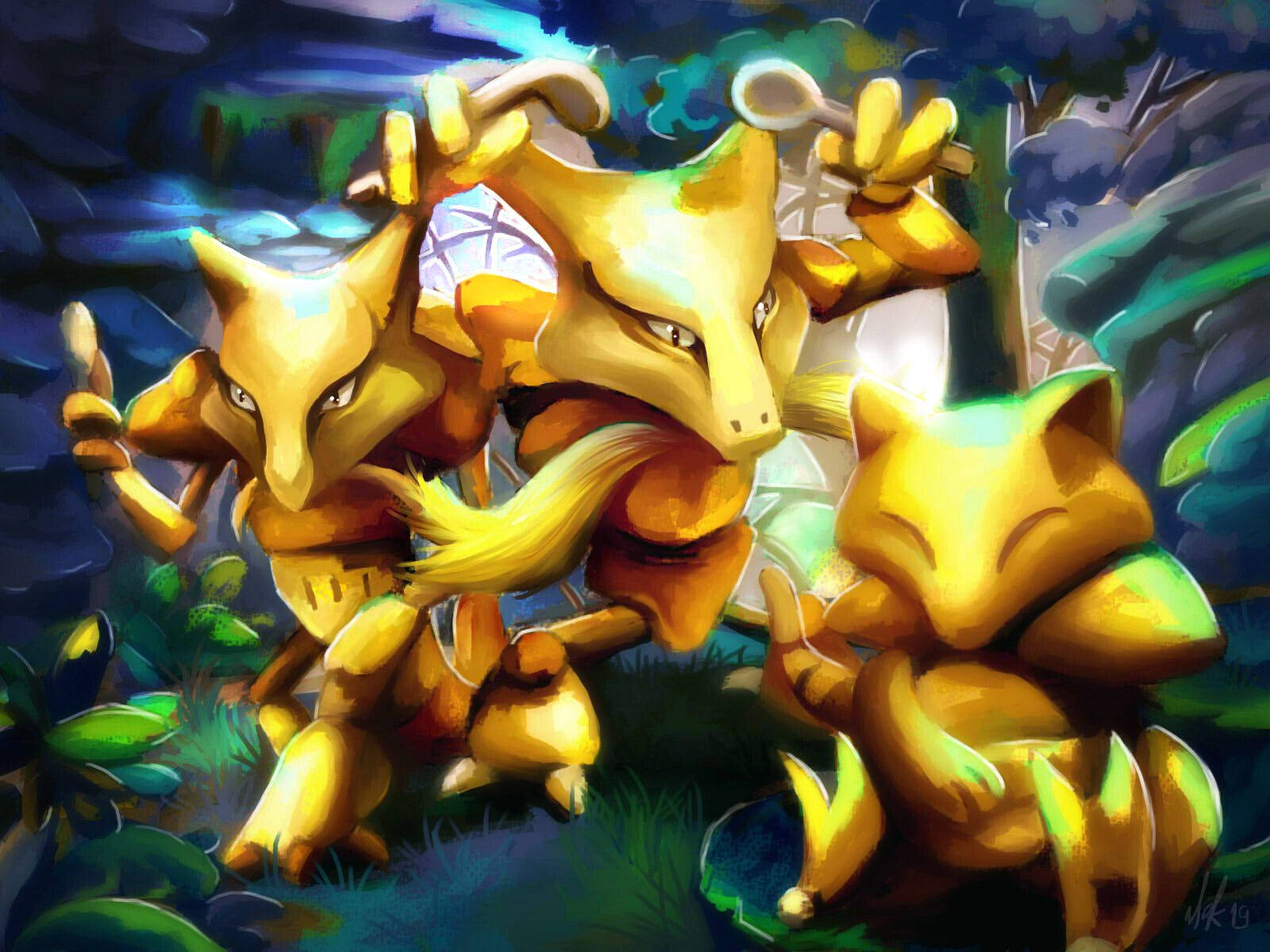 Abra Evolution Illustration Background