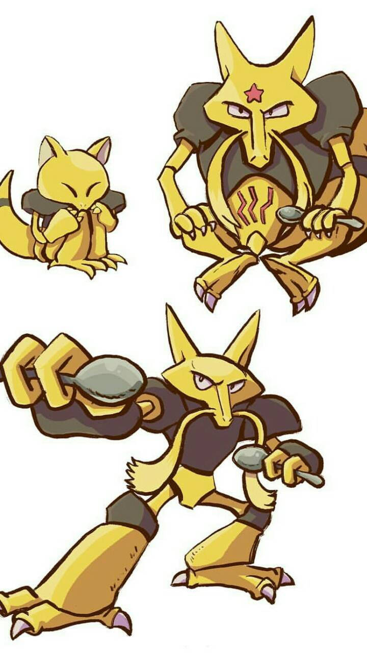 Abra Evolution Stages Phone Background