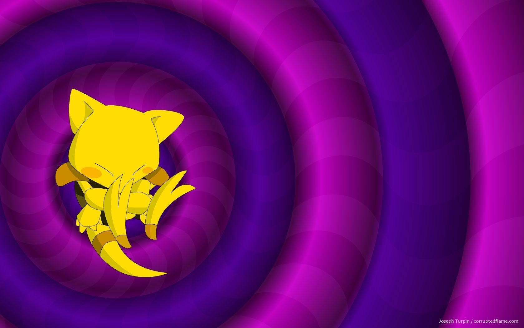 Abra Pokémon Purple Rings Background