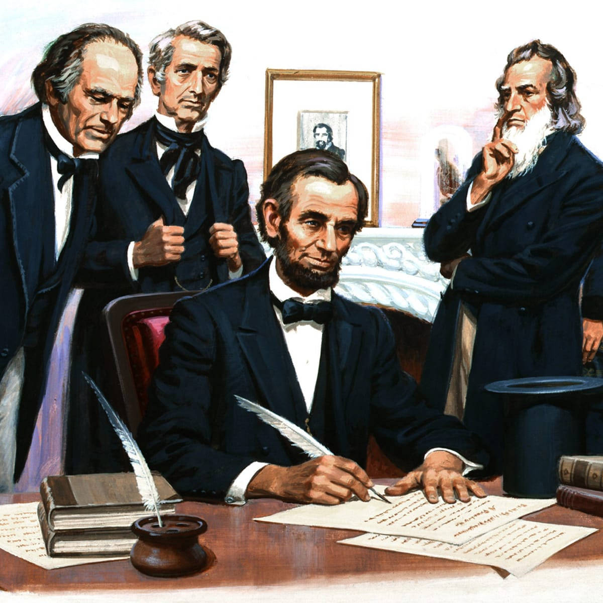 Abraham Lincoln Signing The Emancipation Proclamation Background