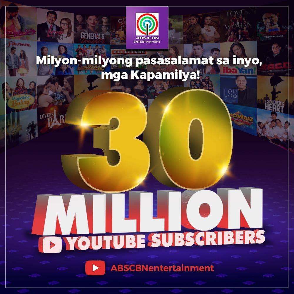 Abs-cbn Entertainment 30 Million Subs Background